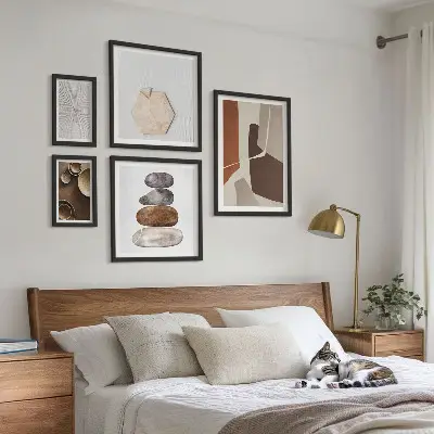 Bilderset für das Sofa mit Texturen der modernen Kunst