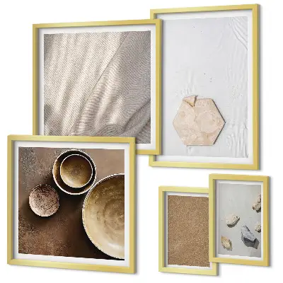 Modernes Wandbilder-Set mit minimalistischen warmen Texturen