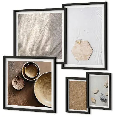 Modernes Wandbilder-Set mit minimalistischen warmen Texturen