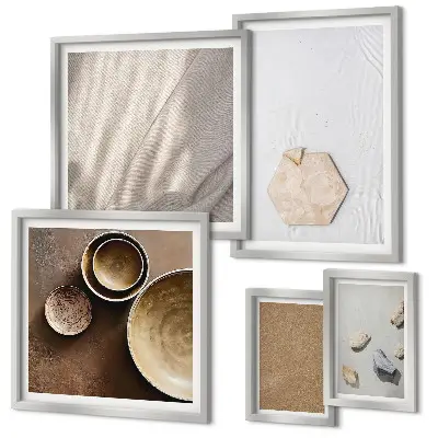 Modernes Wandbilder-Set mit minimalistischen warmen Texturen