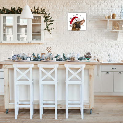Glasuhr Bulldog Hundeweihnachts