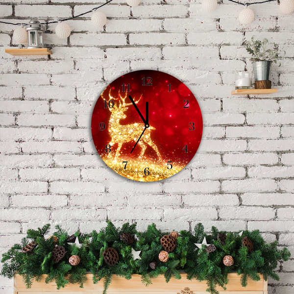 Glasuhr Goldene Ren-Weihnachtsdekoration