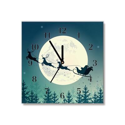Glasuhr Weihnachtsmann Schlitten Weihnachten