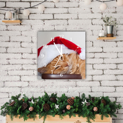 Glasuhr Weihnachtskatze in Sankt-Hut