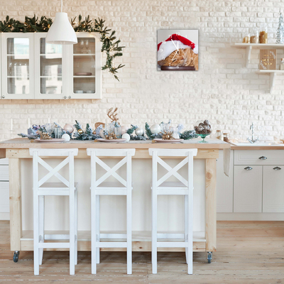 Glasuhr Weihnachtskatze in Sankt-Hut