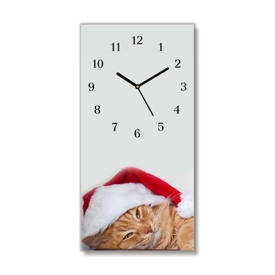 Glasuhr Weihnachtskatze in Sankt-Hut