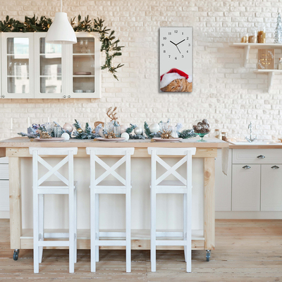 Glasuhr Weihnachtskatze in Sankt-Hut