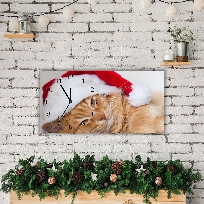 Glasuhr Weihnachtskatze in Sankt-Hut