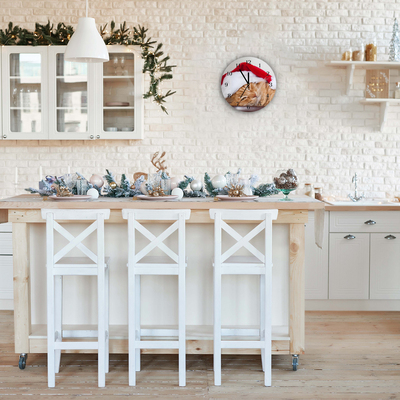 Glasuhr Weihnachtskatze in Sankt-Hut