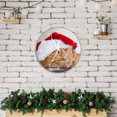 Glasuhr Weihnachtskatze in Sankt-Hut