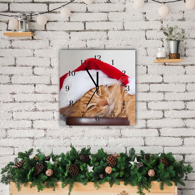 Glasuhr Weihnachtskatze in Sankt-Hut