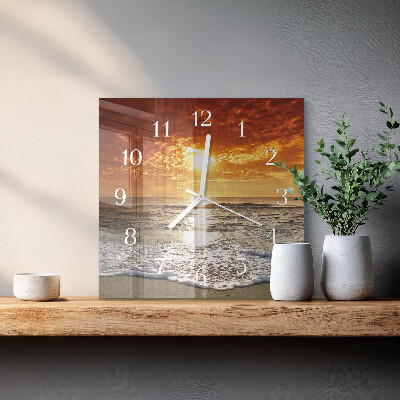 Quadratische wanduhr modern Strand Meer