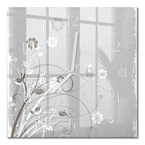 Moderne wanduhr quadratisch Blumen