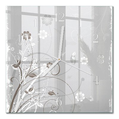 Moderne wanduhr quadratisch Blumen