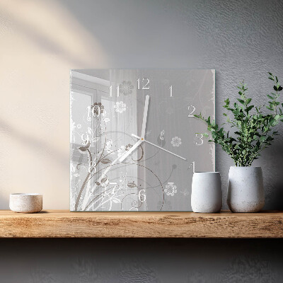 Moderne wanduhr quadratisch Blumen
