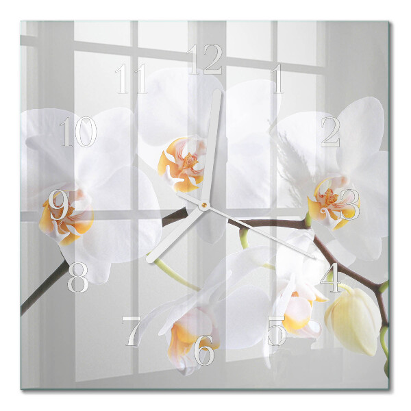 Quadratische wanduhr modern Orchidee