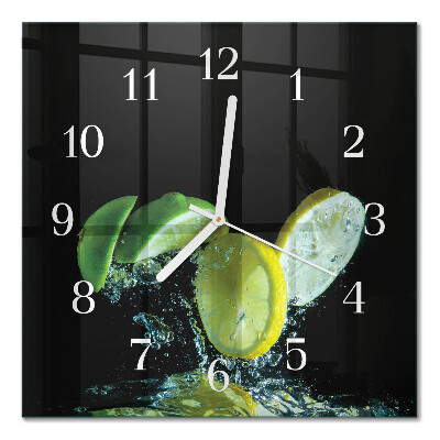 Glasuhr quadratisch Zitrone und Limette