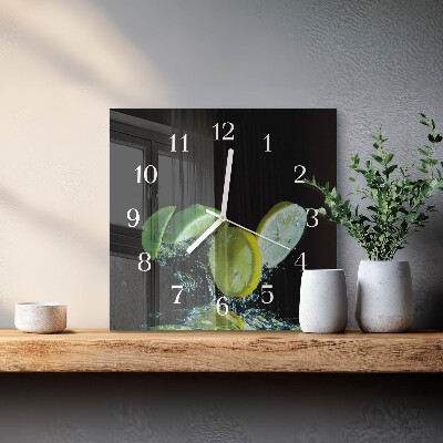 Glasuhr quadratisch Zitrone und Limette