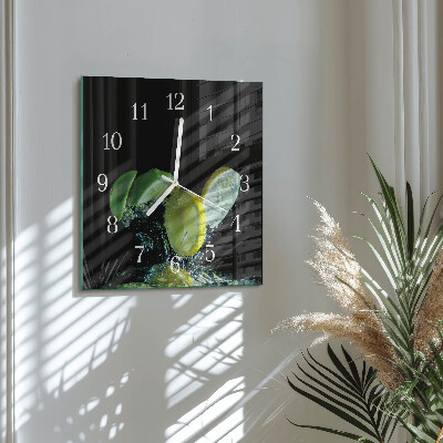 Glasuhr quadratisch Zitrone und Limette