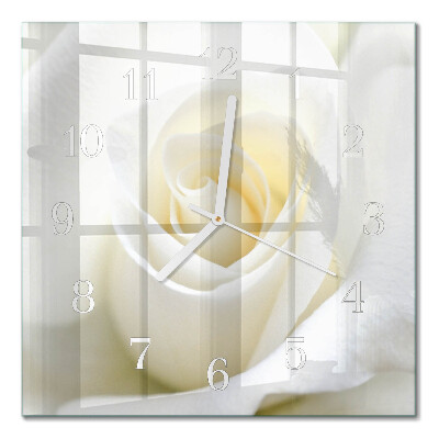 Moderne wanduhr quadratisch Weiße Rose