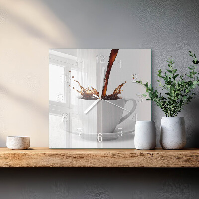 Quadratische wanduhr modern Eine Tasse Kaffee