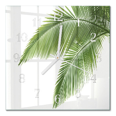 Quadratische wanduhr modern Palmenblätter