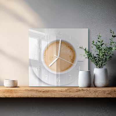Quadratische wanduhr modern Eine Tasse Kaffee