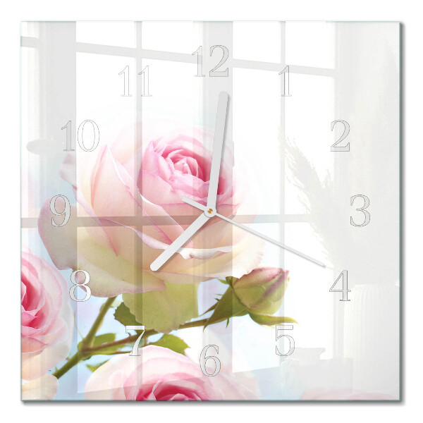 Quadratische wanduhr Rose