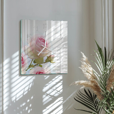 Quadratische wanduhr Rose