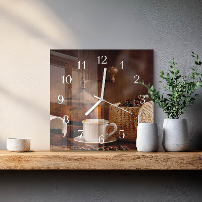 Quadratische wanduhr modern Eine Tasse Kaffee