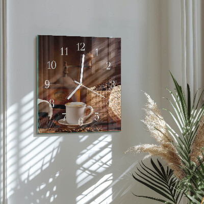 Quadratische wanduhr modern Eine Tasse Kaffee