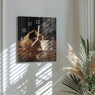 Glasuhr quadratisch Kaffeebohnen