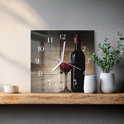 Quadratische wanduhr modern Wein