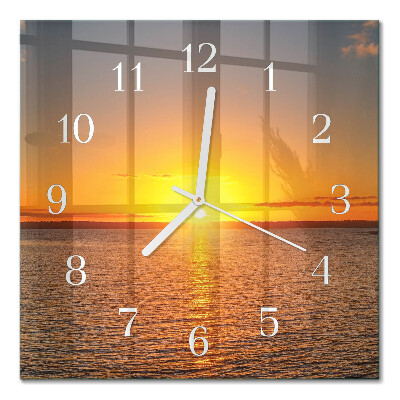 Glasuhr quadratisch Sonnenuntergang