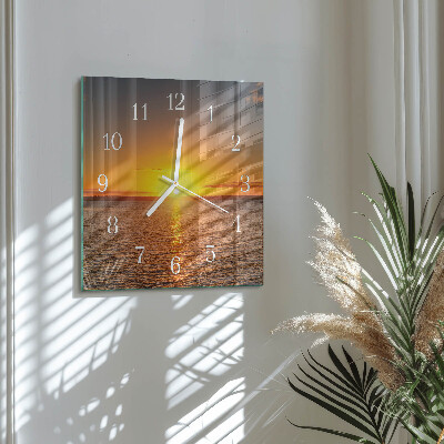 Glasuhr quadratisch Sonnenuntergang