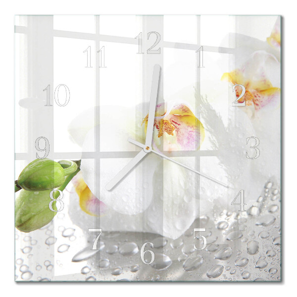 Moderne wanduhr quadratisch Orchidee
