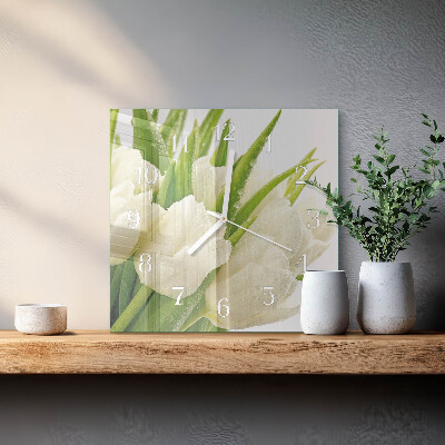 Glasuhr quadratisch Tulpen