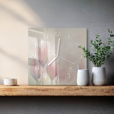 Glasuhr quadratisch Blumen