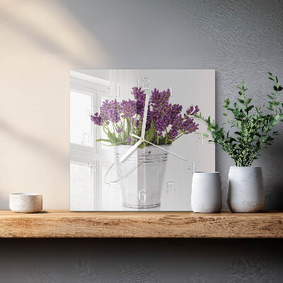 Quadratische wanduhr modern Lavendel