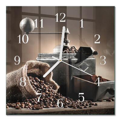 Quadratische wanduhr Kaffeemühle