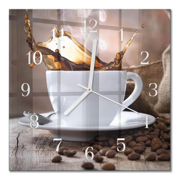 Quadratische wanduhr Kaffee