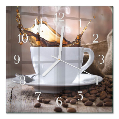 Quadratische wanduhr Kaffee