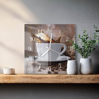 Quadratische wanduhr Kaffee