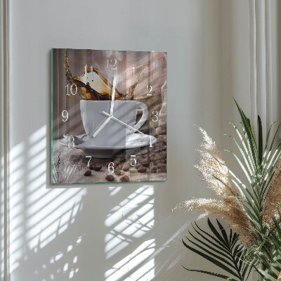 Quadratische wanduhr Kaffee