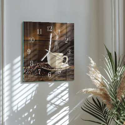 Wanduhr mit motiv quadratisch Kaffee