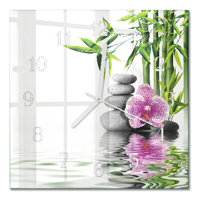 Wanduhr mit motiv quadratisch Steine ​​und Orchideen