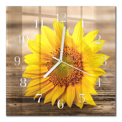 Quadratische wanduhr modern Sonnenblume