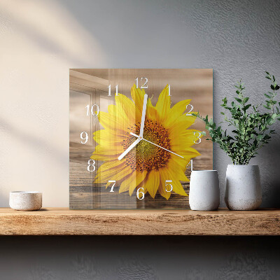 Quadratische wanduhr modern Sonnenblume