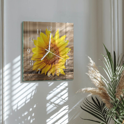 Quadratische wanduhr modern Sonnenblume