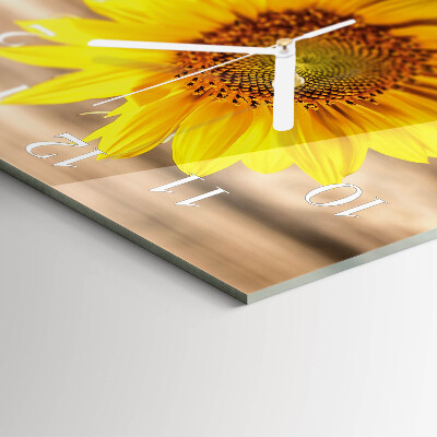 Quadratische wanduhr modern Sonnenblume